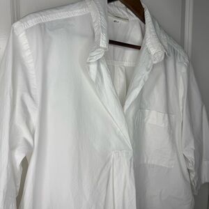 URBAN by Alembika White Cotton Oversized Button Up Shirt 3/4 Sleeve
